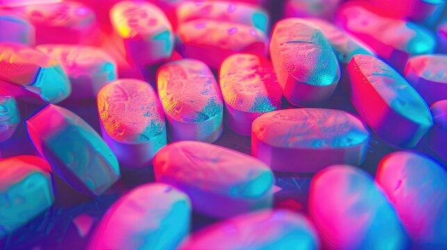 Close up of oxycodone opioid tablets