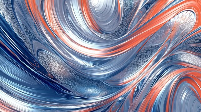 Abstract image featuring curved blue and orange lines, creating a sense of movement and depth, suitable for projects related to technology, design, and art