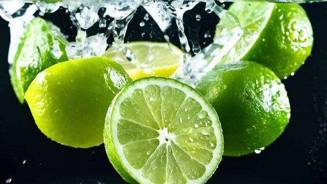 slice lime in water