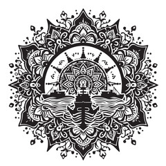 Vector of a mandala with mystical symbol kms .eps