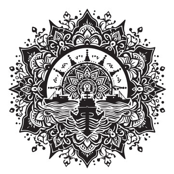 Vector of a mandala with mystical symbol kms .eps
