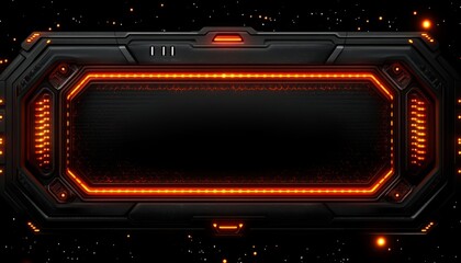 Futuristic Interface with Glowing Orange Lights on a Dark Background