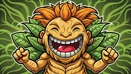 ginger root vector art, illustration, laughing