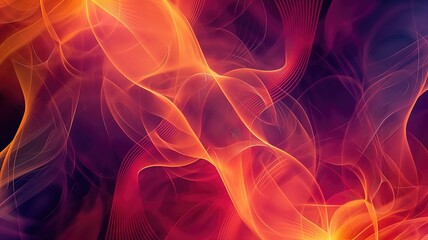 Obraz premium A vibrant abstract illustration featuring ethereal energy lines in fiery orange and red tones.