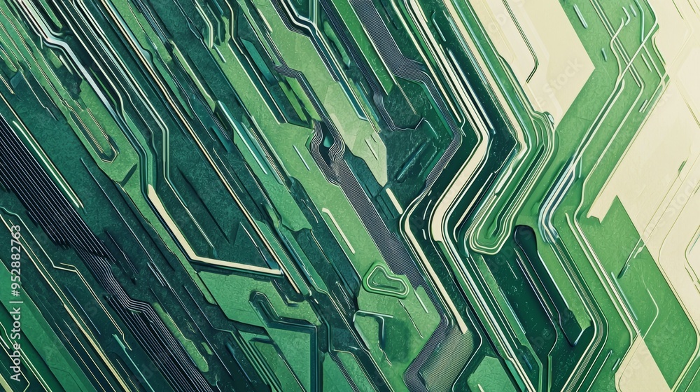 Poster abstract green and beige circuit board with a diagonal pattern is making a perfect background for an