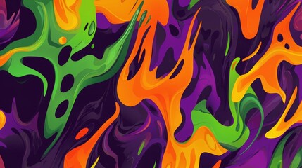 Mesmerizing abstract background featuring a vibrant mix of purple, orange, and green hues, creating a dynamic and visually captivating composition
