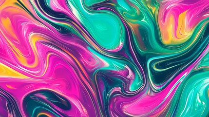 Fototapeta premium Colorful abstract background resembling the patterns and textures found in liquid marble, featuring a swirling mix of bright and vibrant colors