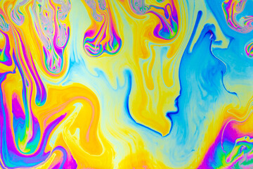 Psychedelic multicolored background abstract. Rainbow colors. patterns background. Photo macro shot of soap bubbles