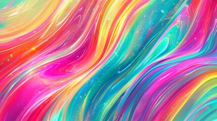 Mesmerizing abstract background with vibrant colors swirling and blending together, creating a sense of movement and energy. The luminous hues and fluid lines evoke a feeling of joy and wonder