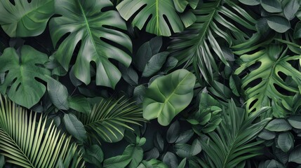 Fototapeta premium Lush tropical jungle leaves create a vibrant, captivating pattern perfect for any project needing a burst of natural beauty