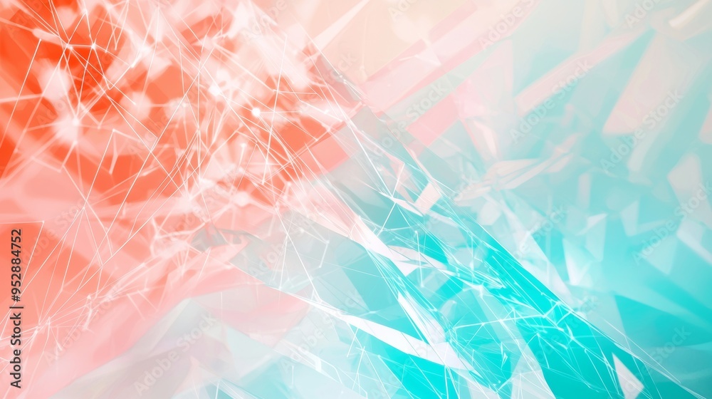 Poster abstract design featuring a network of lines and triangles creating a geometric structure with a gra