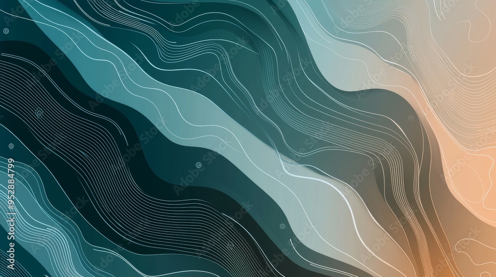 Poster abstract background with wavy lines forming a topographic map with contour lines, perfect for websit
