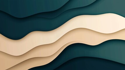 Naklejka premium Elegant, modern background with wavy layers in earth tones, perfect for banners, posters, and websites. Dynamic shapes and textures add a flowing element