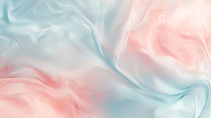 Fototapeta premium Abstract pastel blue and pink swirls are blending together, creating a dreamy, romantic background with a liquid effect