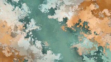 Abstract grunge background with a textured, vintage look in green, orange and white colors, ideal for backgrounds and textures