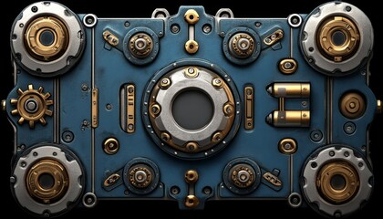 Obraz premium A Close-Up View of a Steampunk Machine's Control Panel