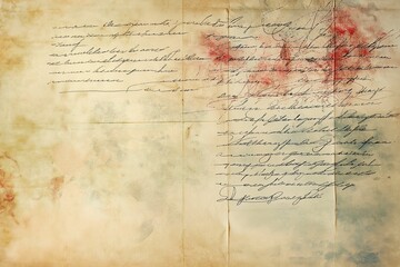 Obraz premium Handwritten Cursive Notes faintly visible on a parchment-like background