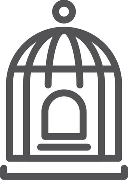 recommend clip art: Birdcage icon. Linear pet bird cage symbol
