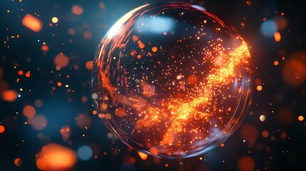 Glowing Sphere of Orange and Yellow Particles