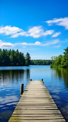 Fototapeta premium Serene Beauty of The Untouched Lake Encapsulated in Bright Daylight