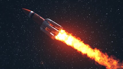 Obraz premium A Rocket Launching Into Space With a Trail of Fire