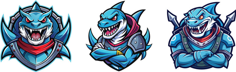 shark mascot logo design, gaming logo, vector art
