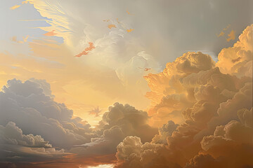 sunset over the clouds