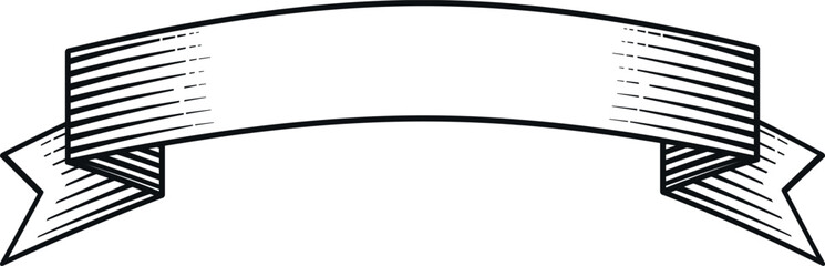 Retro label banner. Engraved ribbon flag template