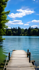 Fototapeta premium Serene Beauty of The Untouched Lake Encapsulated in Bright Daylight