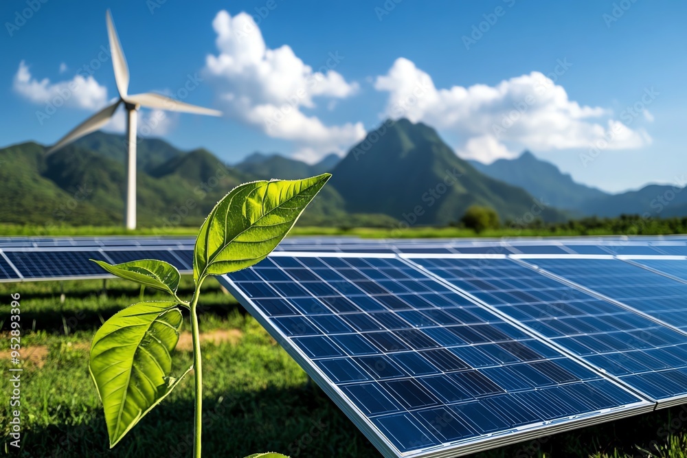 Poster clean energy plant operation is captured in a realistic photo showcasing the day-to-day functioning 