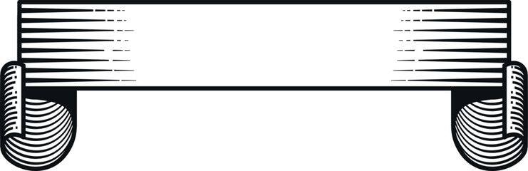 Ribbon scroll template. Engraved vintage label banner