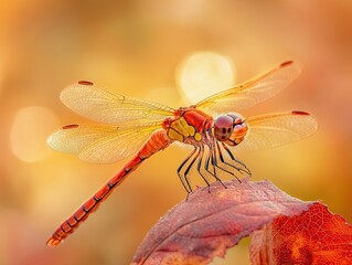 Dragonfly isolated on autumn background