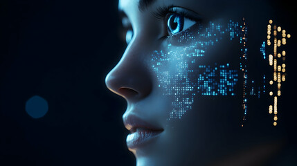 Digital face of AI with a focus on big data and cybersecurity,