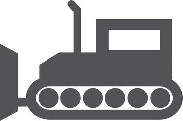 Bulldozer black icon. Industrial vehicle. Construction machinery