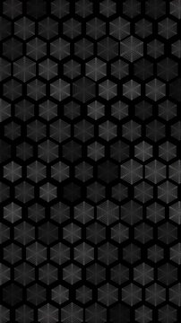 Geometric minimal background with abstract linear hexagons grid. Dark polygonal honeycomb vertical looped video animation