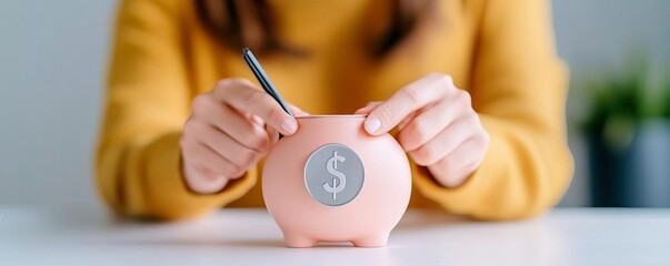 Young professional creating a  no spend  day plan to boost savings, budget challenge, self-discipline