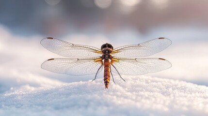 Dragonfly isolated on winter background