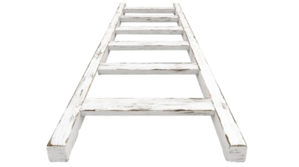 White wooden ladder isolated on white background