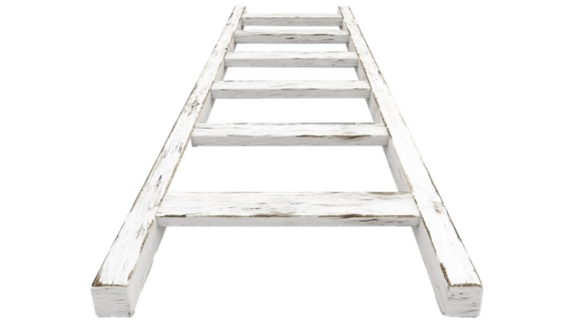 White wooden ladder isolated on white background
