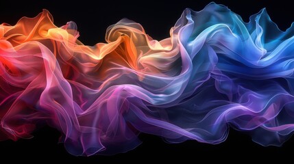 Obraz premium Brightly colored smoke is flowing across a black background