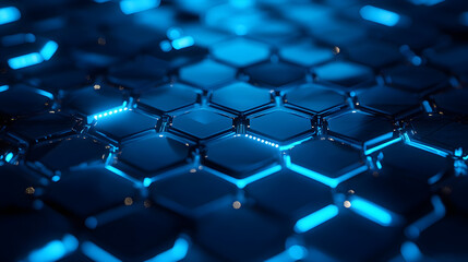Obraz premium Hexagon Pattern in Blue Glow Abstract and Futuristic Visual Effect