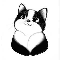 Obraz premium A charming and playful cat coloring page designed for young children, perfect for sparking creativity and imaginative playtime at home or in the classroom