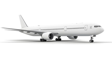 Fototapeta premium White luxury airplane isolated on white background, detailed photo, png.