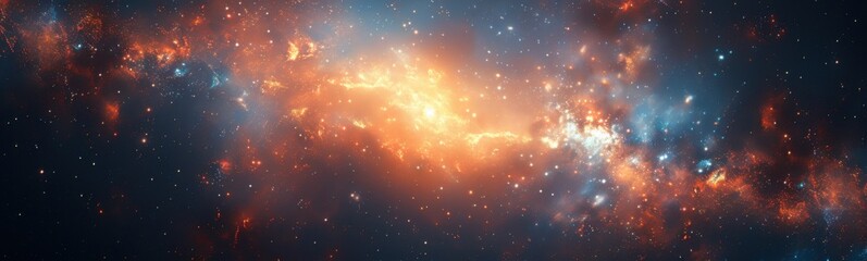 Fototapeta premium Large galaxy with many stars in it, banner, copy space