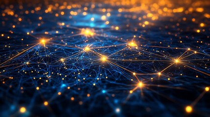 Obraz premium Abstract Network of Glowing Lines and Nodes