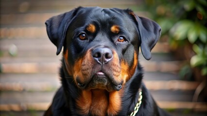Fototapeta premium Adorable Devoted Purebred Rottweiler