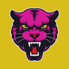 Panther head. Cartoon mascot logo. Vector illustration