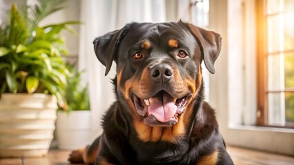Obraz premium Adorable Devoted Purebred Rottweiler