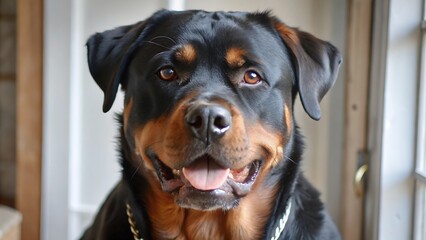 Obraz premium Adorable Devoted Purebred Rottweiler