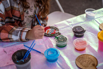 Child doing holiday crafts